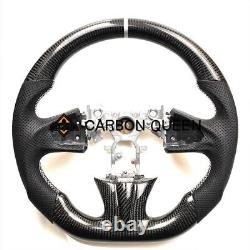 QS CARBON FIBER Steering Wheel FOR INFINITI q50 WHITE STRIPE /BK LEATHER