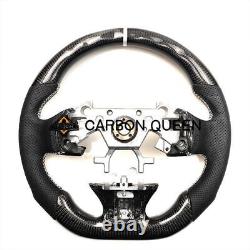 QS CARBON FIBER Steering Wheel FOR INFINITI q50 WHITE STRIPE /BK LEATHER