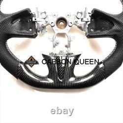 QS CARBON FIBER Steering Wheel FOR INFINITI q50 WHITE STRIPE /BK LEATHER