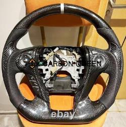 QS' REAL CARBON FIBER STEERING WHEEL FOR ACCORD 9TH 13-17 YEAR WithSILVERY STRIPE