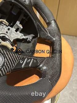 QS' REAL CARBON FIBER STEERING WHEEL FOR ACCORD 9TH 13-17 YEAR WithSILVERY STRIPE