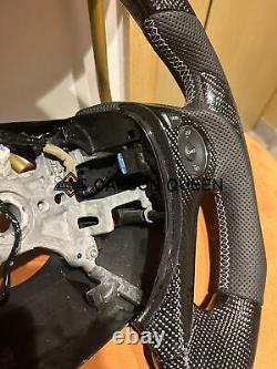 QS' REAL CARBON FIBER STEERING WHEEL FOR ACCORD 9TH 13-17 YEAR WithSILVERY STRIPE