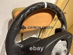 QS' REAL CARBON FIBER STEERING WHEEL FOR ACCORD 9TH 13-17 YEAR WithSILVERY STRIPE