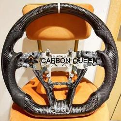 QS' REAL CARBON FIBER STEERING WHEEL FOR HONDA ACCORD 18-22 YEAR WithWHITE STRIPE