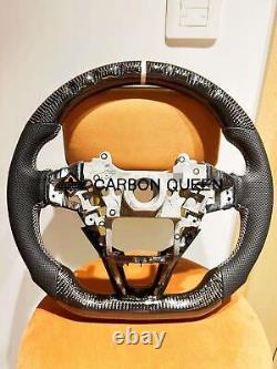 QS' REAL CARBON FIBER STEERING WHEEL FOR HONDA ACCORD 18-22 YEAR WithWHITE STRIPE