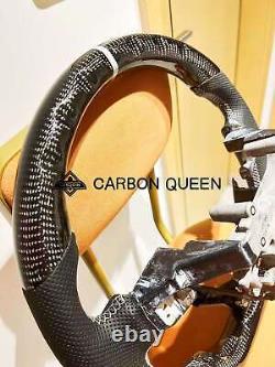 QS' REAL CARBON FIBER STEERING WHEEL FOR HONDA ACCORD 18-22 YEAR WithWHITE STRIPE