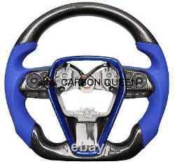 QS' REAL CARBON FIBER STEERING WHEEL FOR TOYOTA CAMRY 2018-2023 YEARS With BLUE