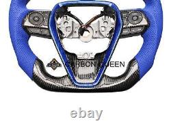 QS' REAL CARBON FIBER STEERING WHEEL FOR TOYOTA CAMRY 2018-2023 YEARS With BLUE