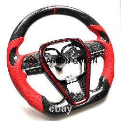 QS' REAL CARBON FIBER STEERING WHEEL FOR TOYOTA CAMRY 2018-2023 YEARS With RED