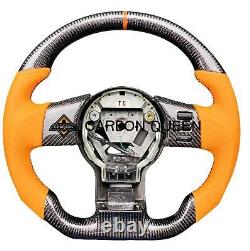 QS REAL CARBON FIBER Steering Wheel FOR NISSAN 350Z ORANGE LEATHER /RING