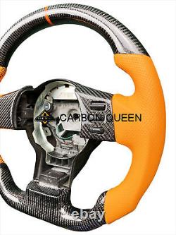 QS REAL CARBON FIBER Steering Wheel FOR NISSAN 350Z ORANGE LEATHER /RING