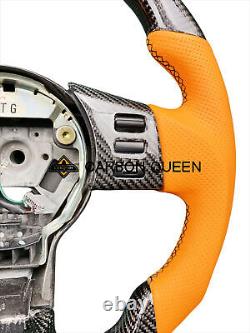 QS REAL CARBON FIBER Steering Wheel FOR NISSAN 350Z ORANGE LEATHER /RING