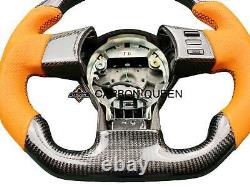 QS REAL CARBON FIBER Steering Wheel FOR NISSAN 350Z ORANGE LEATHER /RING