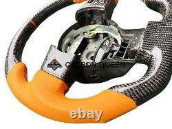QS REAL CARBON FIBER Steering Wheel FOR NISSAN 350Z ORANGE LEATHER /RING