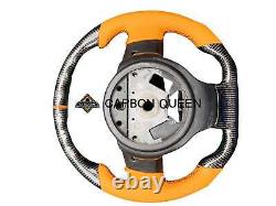 QS REAL CARBON FIBER Steering Wheel FOR NISSAN 350Z ORANGE LEATHER /RING