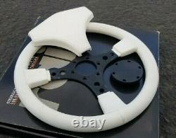 RAID 1 INTERAD White Leather Steering Wheel, 360mm Rare Porsche DIno Euro BMW VW