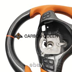 REAL CARBON FIBER Steering Wheel FOR BMW E90E92E82E87m3 ORANGE LEATHER/STRIPE