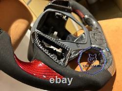 REAL CARBON FIBER Steering Wheel FOR Chevy Camaro SS /C7 With BLACK SUEDE/RED RING