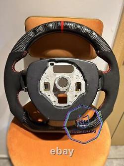 REAL CARBON FIBER Steering Wheel FOR Chevy Camaro SS /C7 With BLACK SUEDE/RED RING