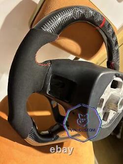 REAL CARBON FIBER Steering Wheel FOR Chevy Camaro SS /C7 With BLACK SUEDE/RED RING