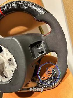 REAL CARBON FIBER Steering Wheel FOR Chevy Camaro SS /C7 With BLACK SUEDE/RED RING