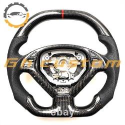 REAL CARBON FIBER Steering Wheel FOR INFINITI g37g25 black alcantar red accent