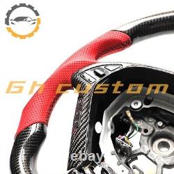 REAL CARBON FIBER Steering Wheel FOR INFINITI g37g25 red alcanta red leather