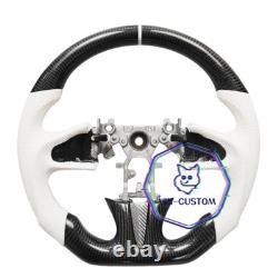 REAL CARBON FIBER Steering Wheel FOR INFINITI q50 2014-2017YEARS WithWHITE