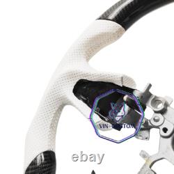 REAL CARBON FIBER Steering Wheel FOR INFINITI q50 2014-2017YEARS WithWHITE