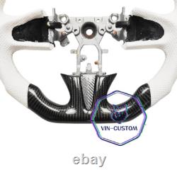 REAL CARBON FIBER Steering Wheel FOR INFINITI q50 2014-2017YEARS WithWHITE