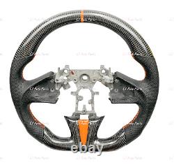 REAL CARBON FIBER Steering Wheel FOR INFINITI q50 ORANGE ACCENT 2014-2017