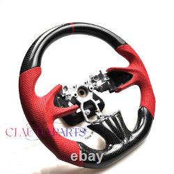 REAL CARBON FIBER Steering Wheel FOR INFINITI q50 RED ACCENT /LEATHER 2014-2017