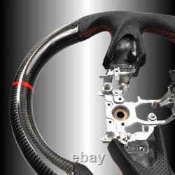 REAL CARBON FIBER Steering Wheel FOR INFINITI q50 RED ACCENT WithSTRIPE