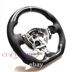 REAL CARBON FIBER Steering Wheel FOR NISSAN 370Z NISMO BLACK LEATHER sliver line