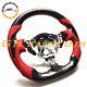 REAL CARBON FIBER Steering Wheel FOR NISSAN 370Z NISMO RED LEATHER RED ACCENT