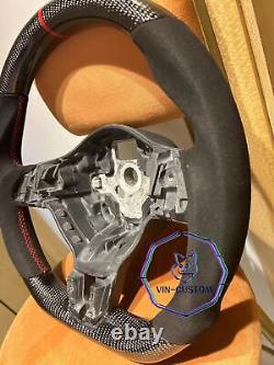 REAL CARBON FIBER Steering Wheel FOR VW GOLF MK6 GTI Jetta WithRED STRIPE/SUEDE