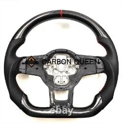 REAL CARBON FIBER Steering Wheel FOR volkswagen GOLF MK7 GTI RED RING /STRIPE