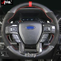 REAL CARBON STEERING WHEEL OVERLAY COVER for 2017-2020 FORD F150 RAPTOR 2018 19