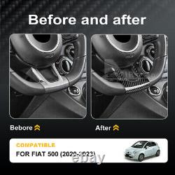 REAL HARD Carbon Fiber Black Steering Wheel Cover TRIM For Fiat 500 2020-2023