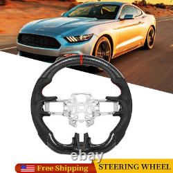 RED STRIPE Black CARBON FIBER Steering Wheel FOR FORD MUSTANG GT 2015-2017