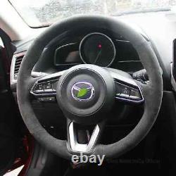 Real Alcantara For Mazda CX-3 CX3 CX-5 Hand Stitched Car Steering Wheel Cover