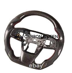 Real Black Carbon Fiber Steering Wheel For Honda CIVIC Red Accent 10 Gen