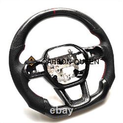 Real Black Carbon Fiber Steering Wheel For Honda CIVIC Red Accent 2020 Up