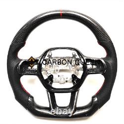 Real Black Carbon Fiber Steering Wheel For Honda CIVIC Red Accent 2020 Up