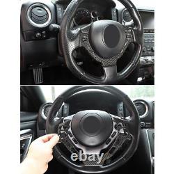 Real Carbon Fiber Car Steering Wheel Button Frame Trim Cover For Nissan GTR R35