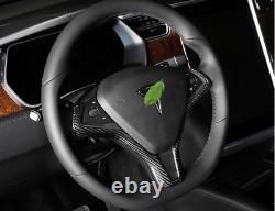 Real Carbon Fiber Car Steering Wheel Type Cover Trim For Tesla model X S 2014-19