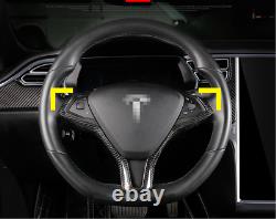 Real Carbon Fiber Car Steering Wheel Type Cover Trim For Tesla model X S 2014-19