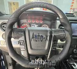 Real Carbon Fiber Custom Steering Wheel for Ford F-150 V8 2010-2014+Button Cover