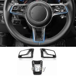 Real Carbon Fiber Inner Steering Wheel Cover Trim For Porsche Macan 2018-2020