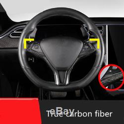 Real Carbon Fiber Inner Steering Wheel Cover Trim For Tesla Model S X 2016-2018